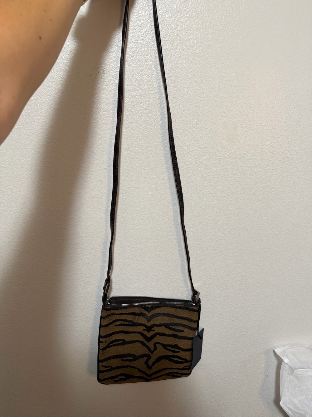 Fendi Brown Tiger-Print Crossbody Bag